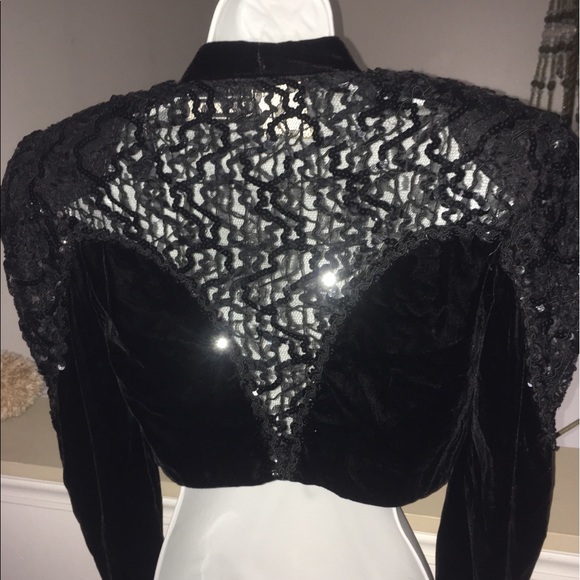 Vintage ZUM ZUM Velvet & Sequined Lace Shrug Sz 8 - Picture 5 of 8